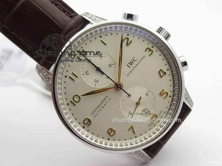 MIROTIME 1219 Portuguese IW3714 Diam ZF V2 1:1 Best Edition White Dial RG Numbers On Brown Leather Strap A79350 (Slim Movement) Fashionable 7246